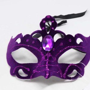 Venetian Velvet Purple Rhinestone Eye Mask